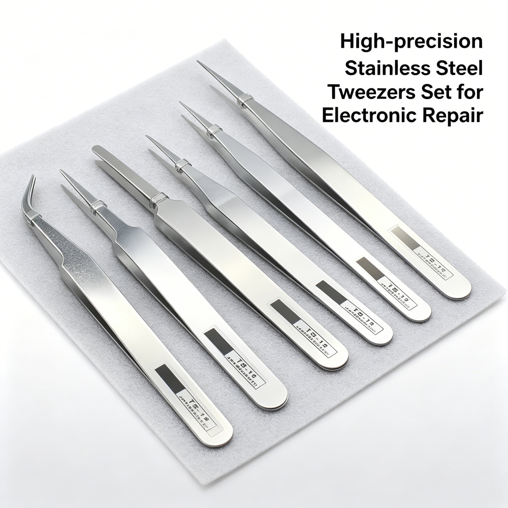 Elektronik Repair - Anti-magnetic Stainless Steel Tweezers Kit 6